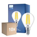 Mehrfachpackung 10x Philips Master Value LED Lustre E14 Kugel Fadenlampe Klar 3.4W 470lm - 927 Extra Warmweiß | Höchste Farbwiedergabe - Dimmbar - Ersatz Für 40W